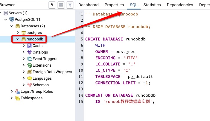 PostgreSQL 选择数据库